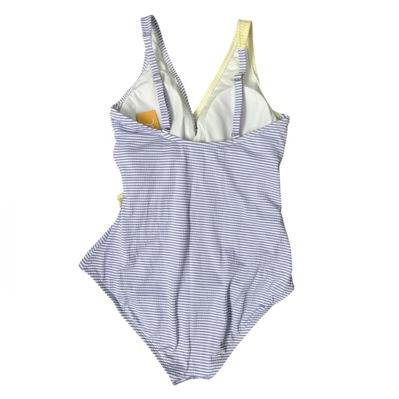 Kona Sol Yellow and Blue Striped One Piece Swimsuit - Picture 10 of 11